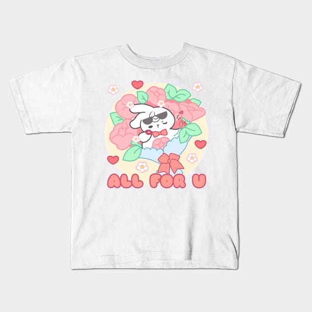 Cute Bunny : All For You Kids T-Shirt by LoppiTokki